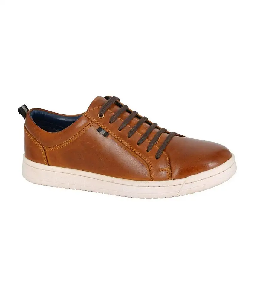 Mens Leather Trainers Tan Roamers