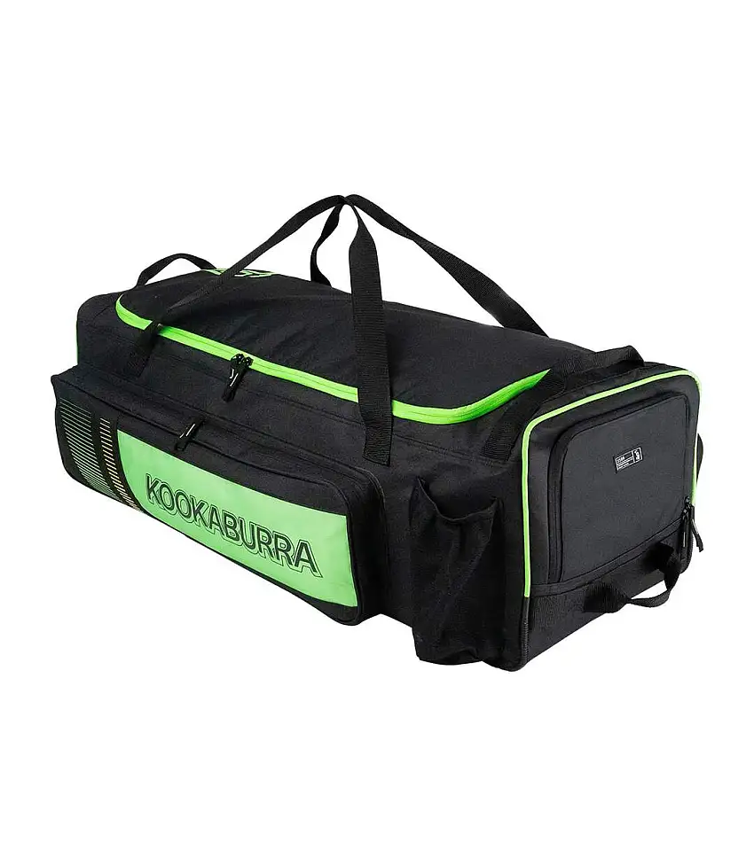 2025 Pro 3500 Cricket Wheelie Duffle Bag One Size Black Neon Green Kookaburra