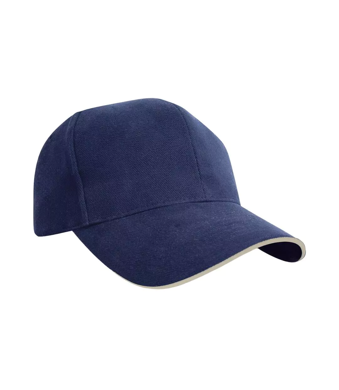 Pro Style Heavy Cotton Sandwich Peak Baseball Cap Navy Natural Result Headwear