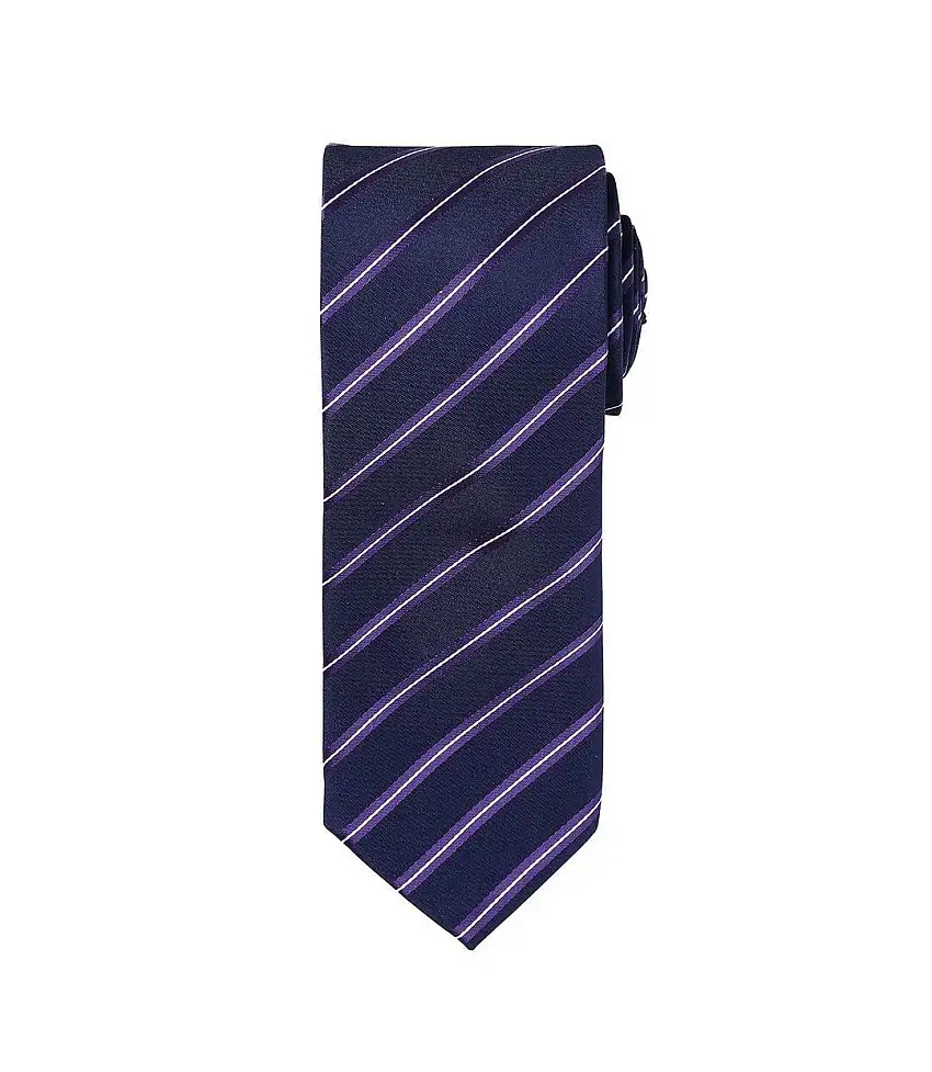 Mens Stripe Tie One Size Navy Purple Premier