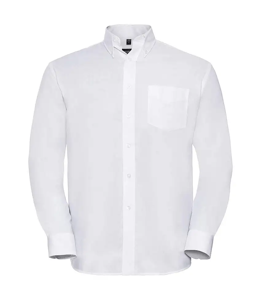 Mens Oxford Easy-care Long-sleeved Shirt White Russell