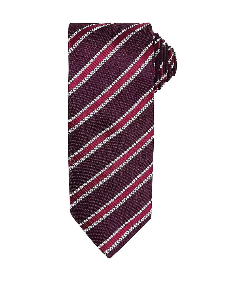 Mens Stripe Waffle Tie One Size Burgundy Aubergine Premier