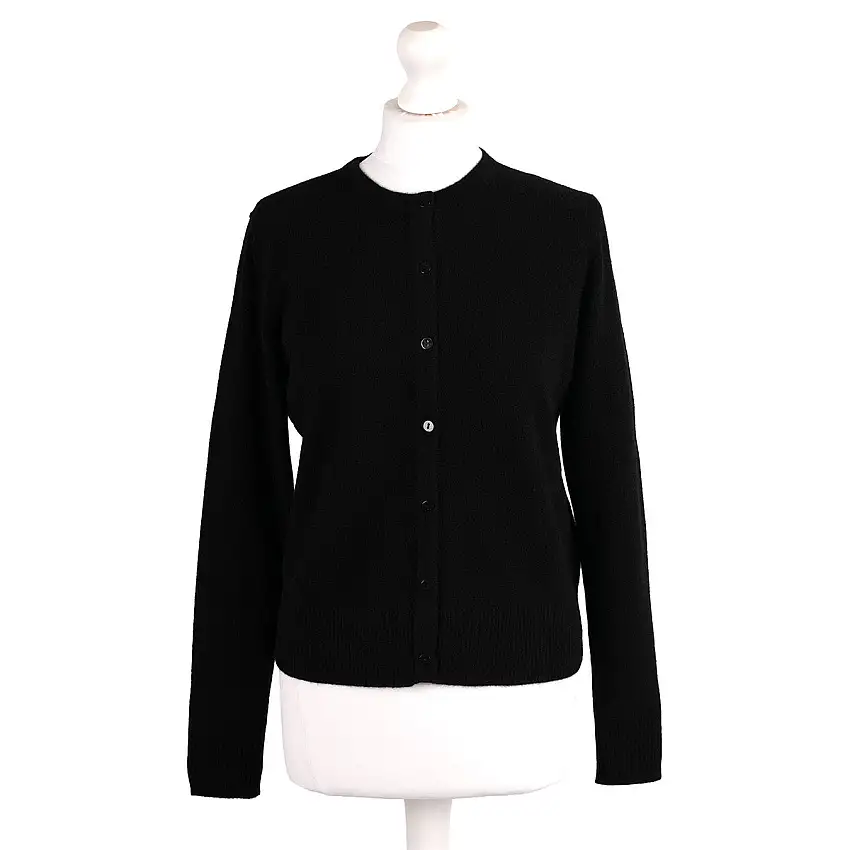 100% Cashmere Ladies NEW Crew Cardigan Black