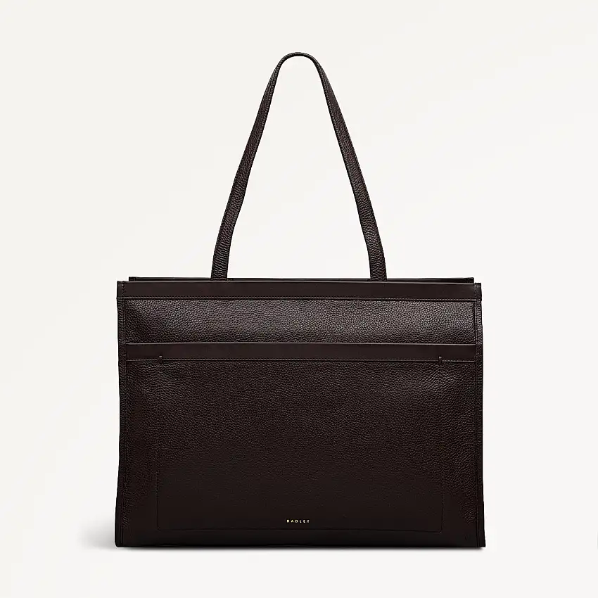 Alba Place Leather Large Ziptop Workbag Bag in Dark Oak - 111932