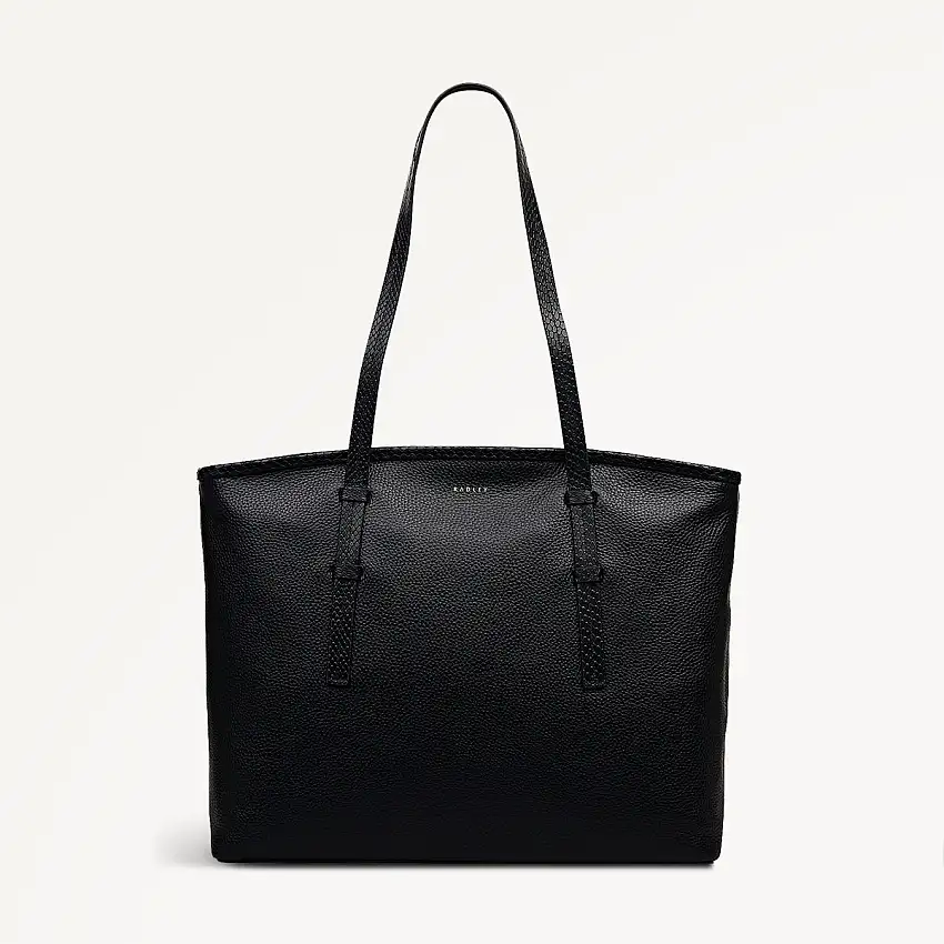 Bridgewater Leather Medium Ziptop Tote Bag in Black - 111967