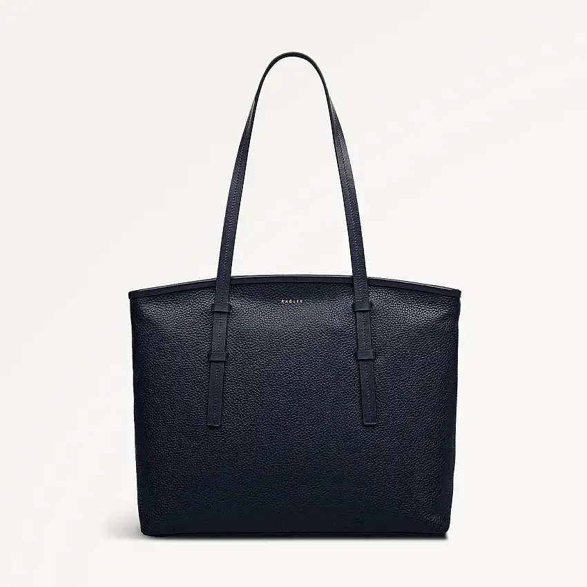 Bridgewater Leather Medium Ziptop Tote Bag in Ink - 111968