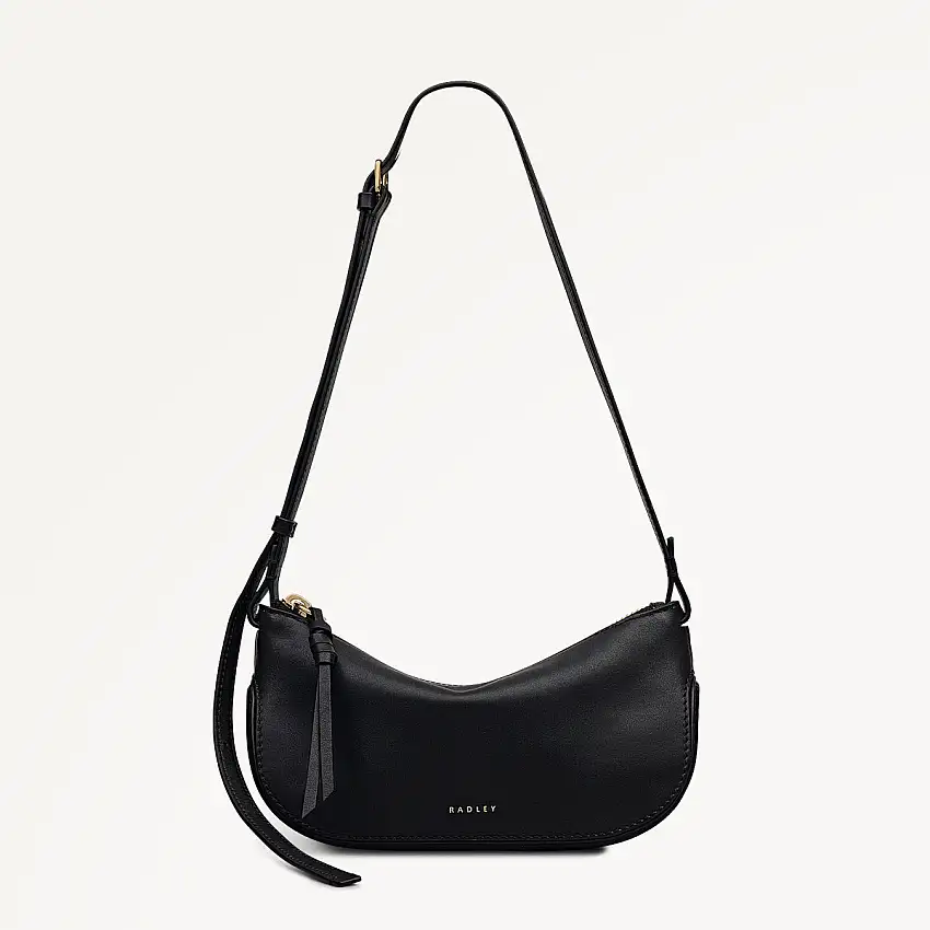 The Iris Leather Small Ziptop Cross Body Bag in Black - 112184