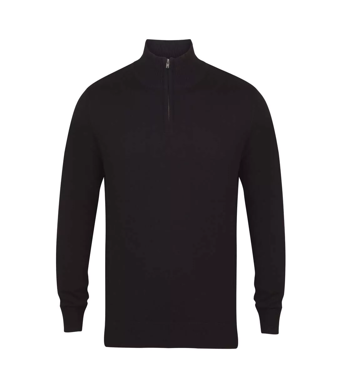 Henbury Mens 1/4 Zip Long Sleeve Jumper (Black) - UTRW5289