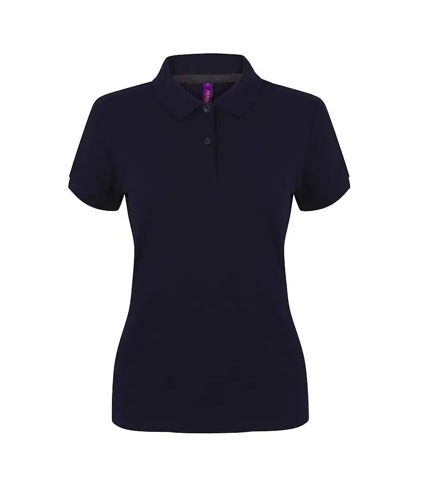 Womens/ladies Cotton Pique Modern Polo Shirt Navy Henbury