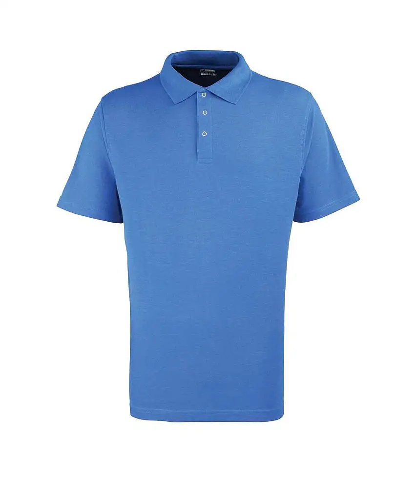 Mens Pique Stud Front Polo Shirt Royal Blue Premier