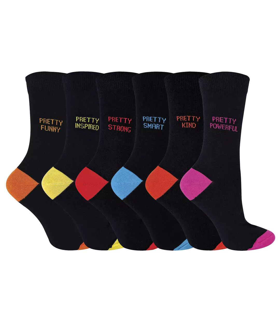 6 Pack Ladies Pretty Socks Happy Colourful Kind Funny Socks