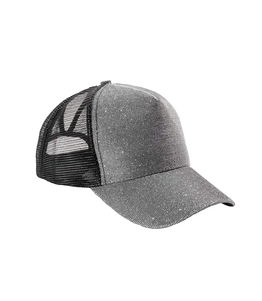 Unisex Adult New York Sparkle Trucker Cap Silver Result Headwear