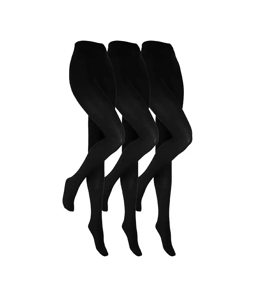 3 Pack Ladies Opaque Fleece Lined Thermal Tights for Winter