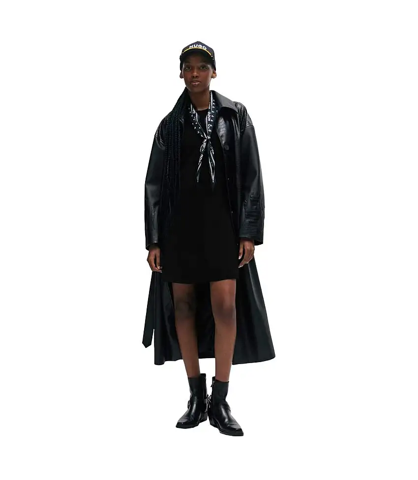 Womens/ladies Sriangla Fitted And Flared Sleeveless Dress Black Hugo