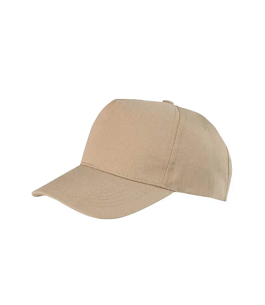 Boston 5 Panel Polycotton Baseball Cap Khaki Result Headwear
