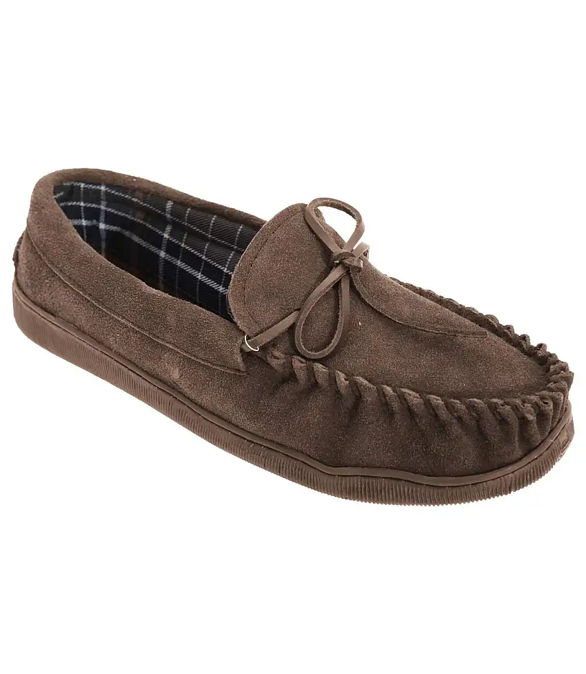 Sleepers Mens Adie Real Suede Moccasin Slippers (Brown) - UTDF836