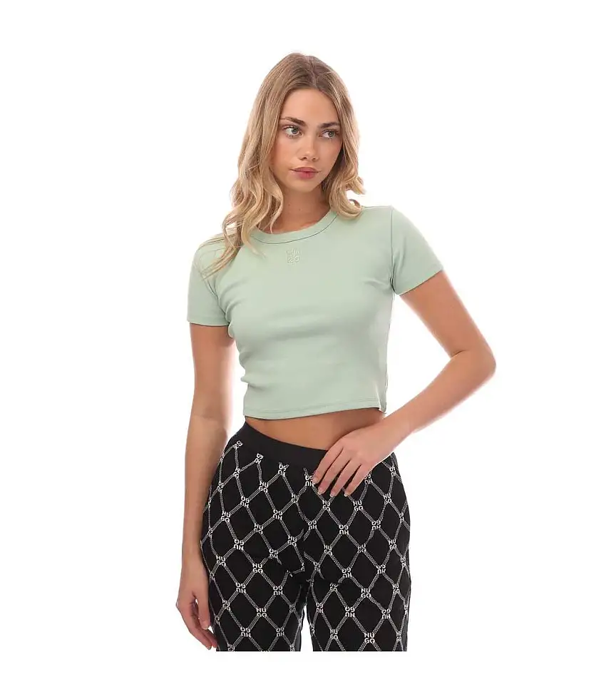 Womens/ladies Stretch Mesh T-shirt Blue Hugo