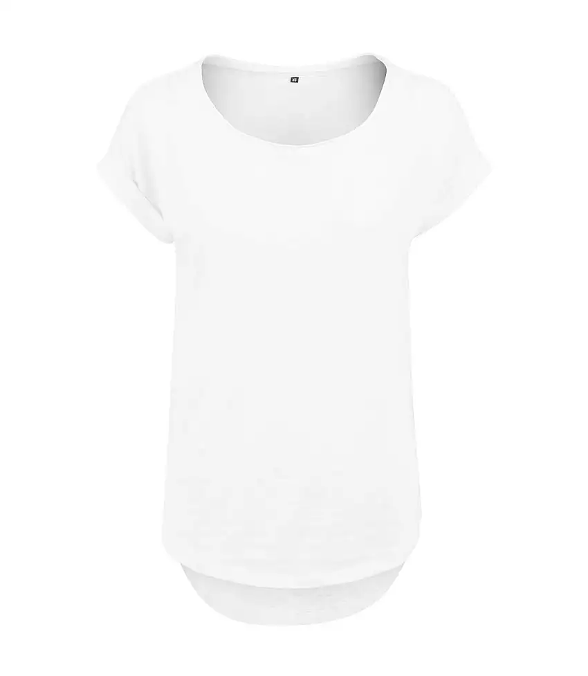 Womens/ladies Long Slub T-shirt White Build Your Brand