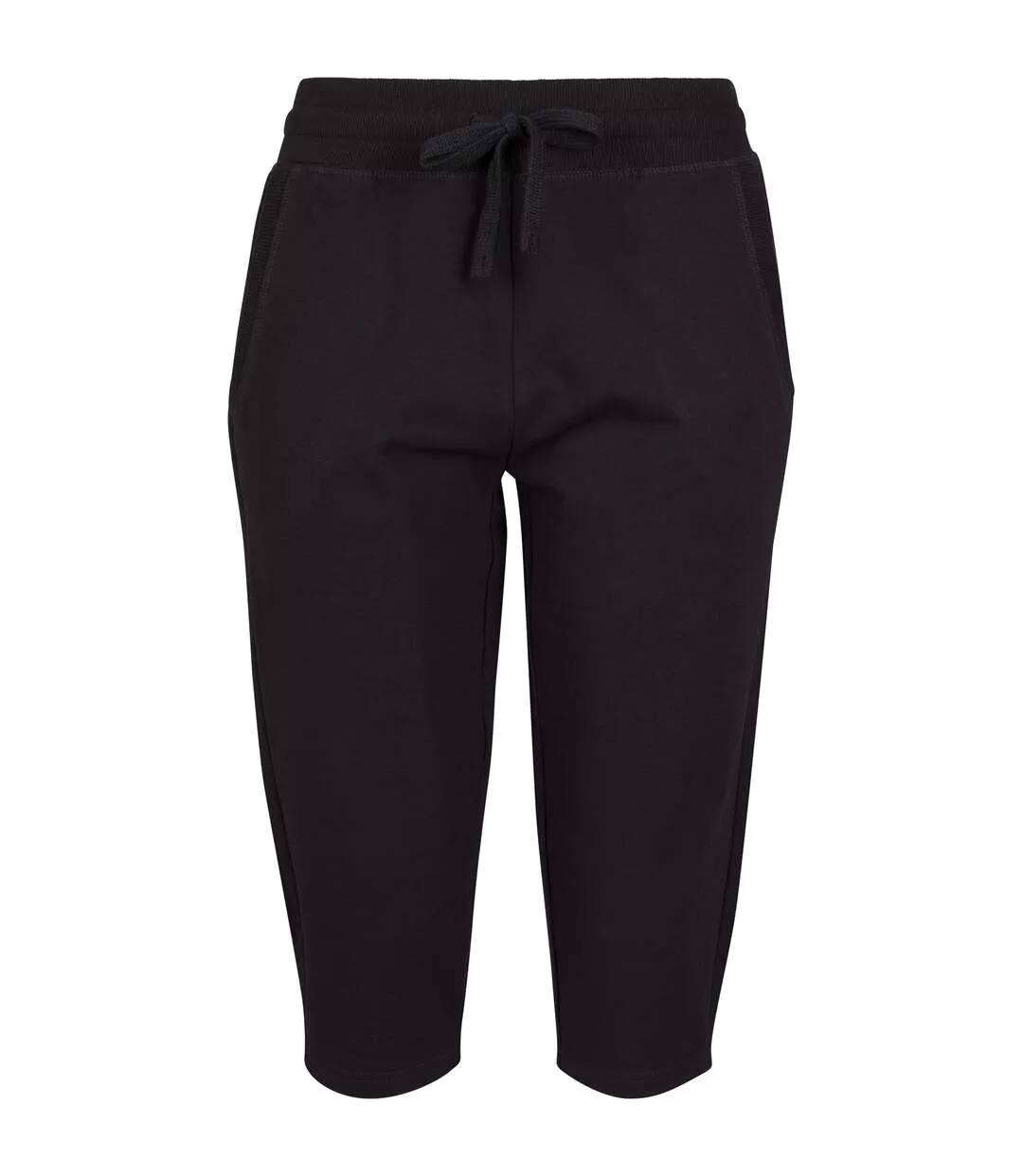 Womens/ladies Terry 3/4 Length Jogging Bottoms Black Build Your Brand