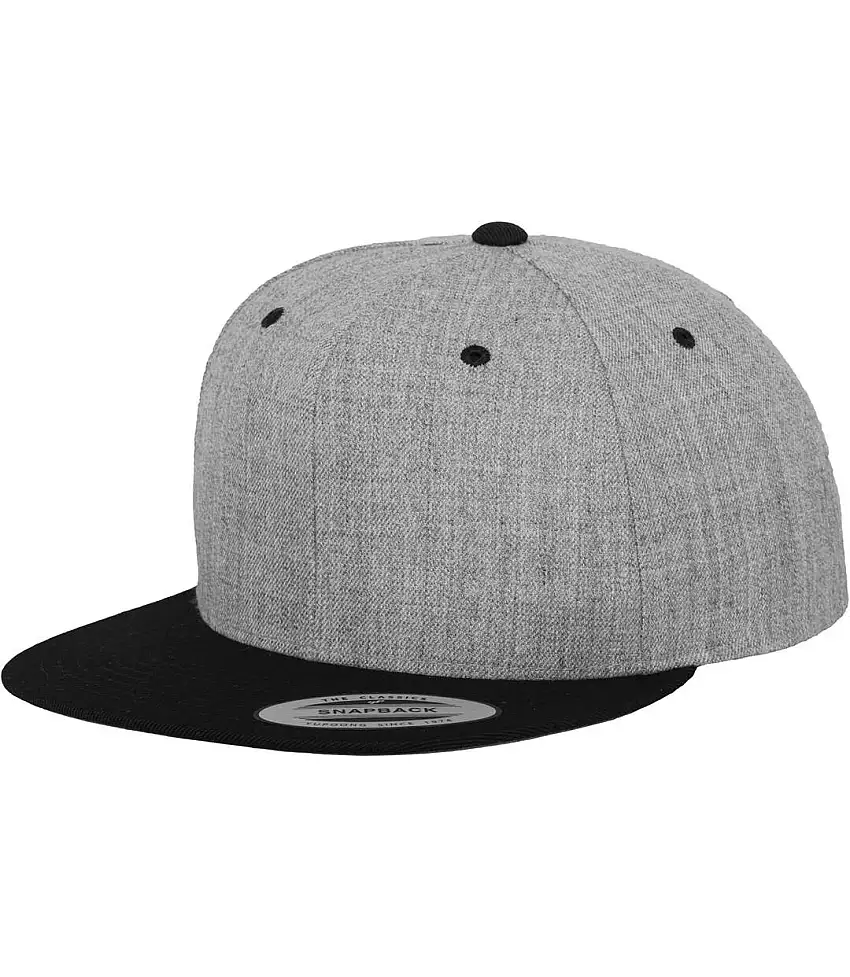 Yupoong Mens The Classic Premium Snapback 2-Tone Cap (Heather/ Black) - UTRW2887