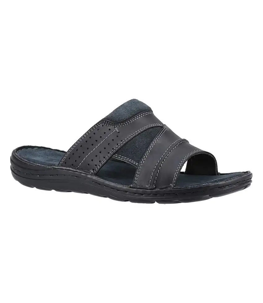 Mens Archer Leather Mule Sandals Black Hush Puppies