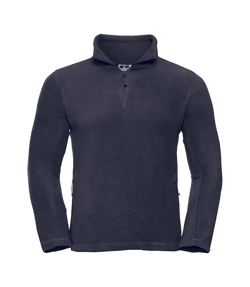 Mens Zip Neck Outdoor Fleece Top French Navy Russell