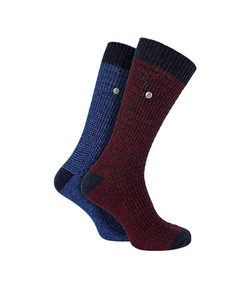 2 Pack Men's Casual Ribbed Cotton Dress Socks | Midweight Square Knit Socks
