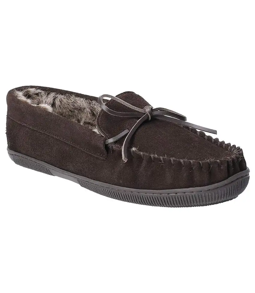 Hush Puppies Mens Ace Slip On Leather Slipper (Chocolate) - UTFS6637