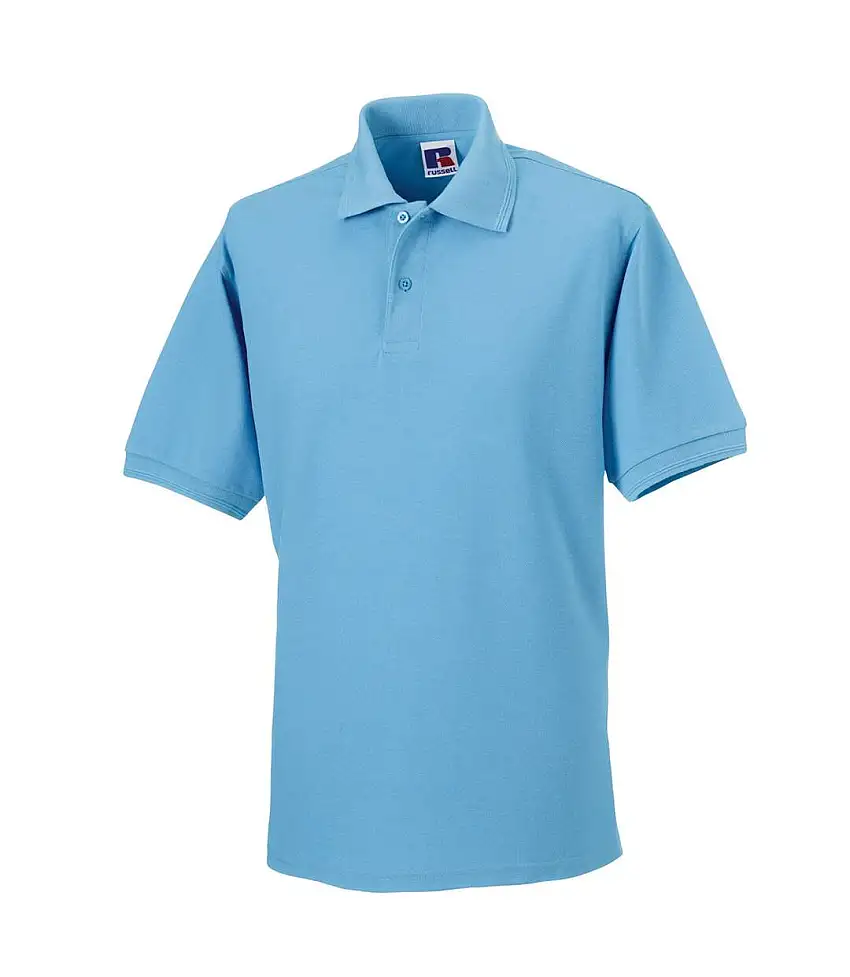 Mens Polycotton Pique Hardwearing Polo Shirt Sky Blue Russell