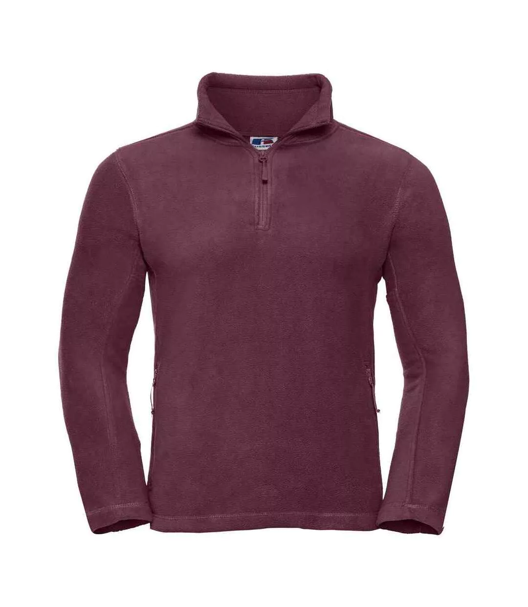 Mens Zip Neck Outdoor Fleece Top Burgundy Russell