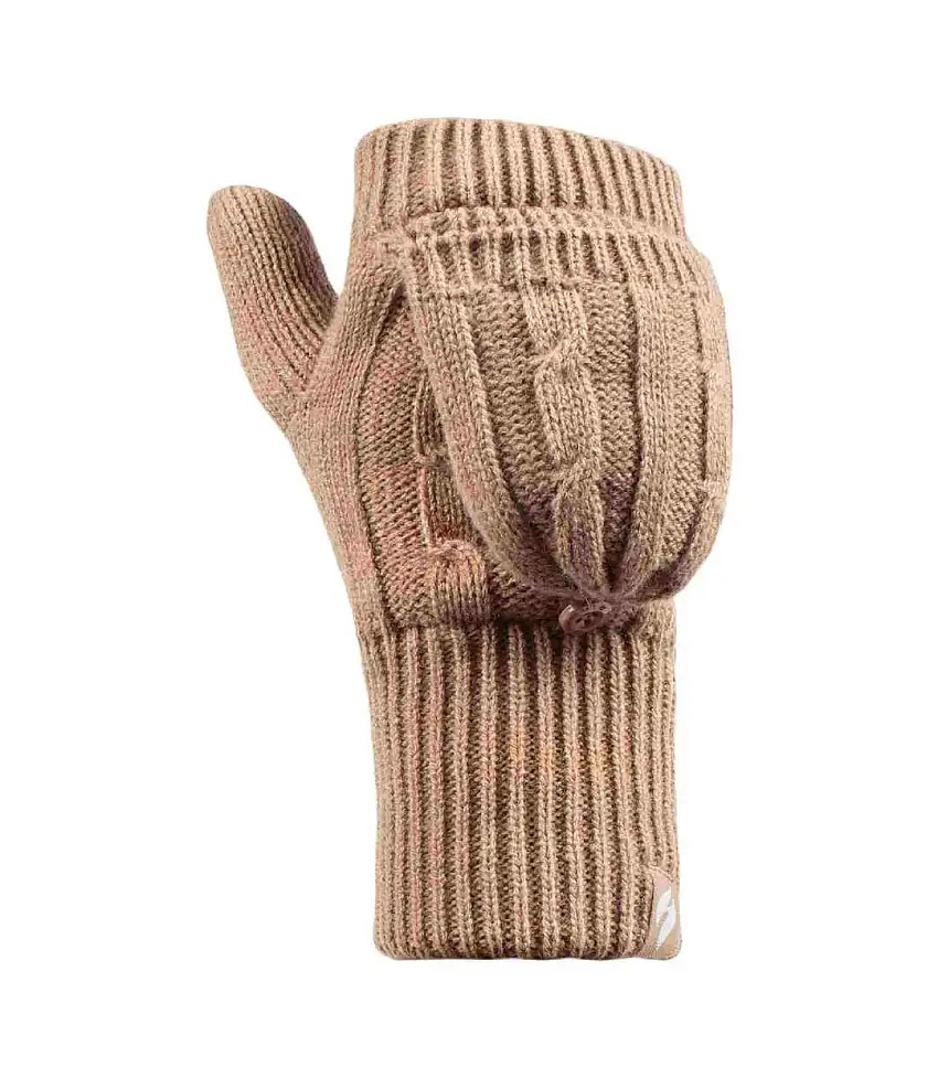 Ladies Cable Knit 2.3 Tog Thermal Winter Fingerless Converter Gloves