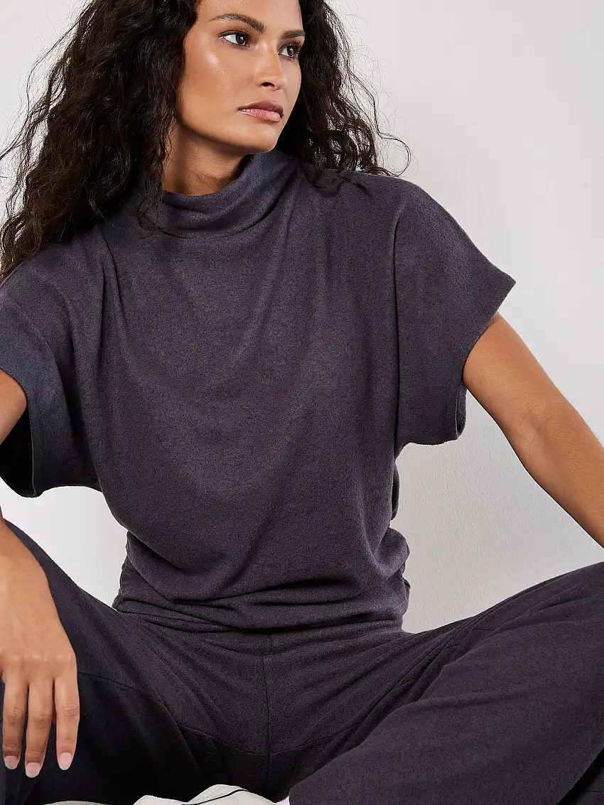 Soft Touch Ruched Top Dark Grey - Charcoal
