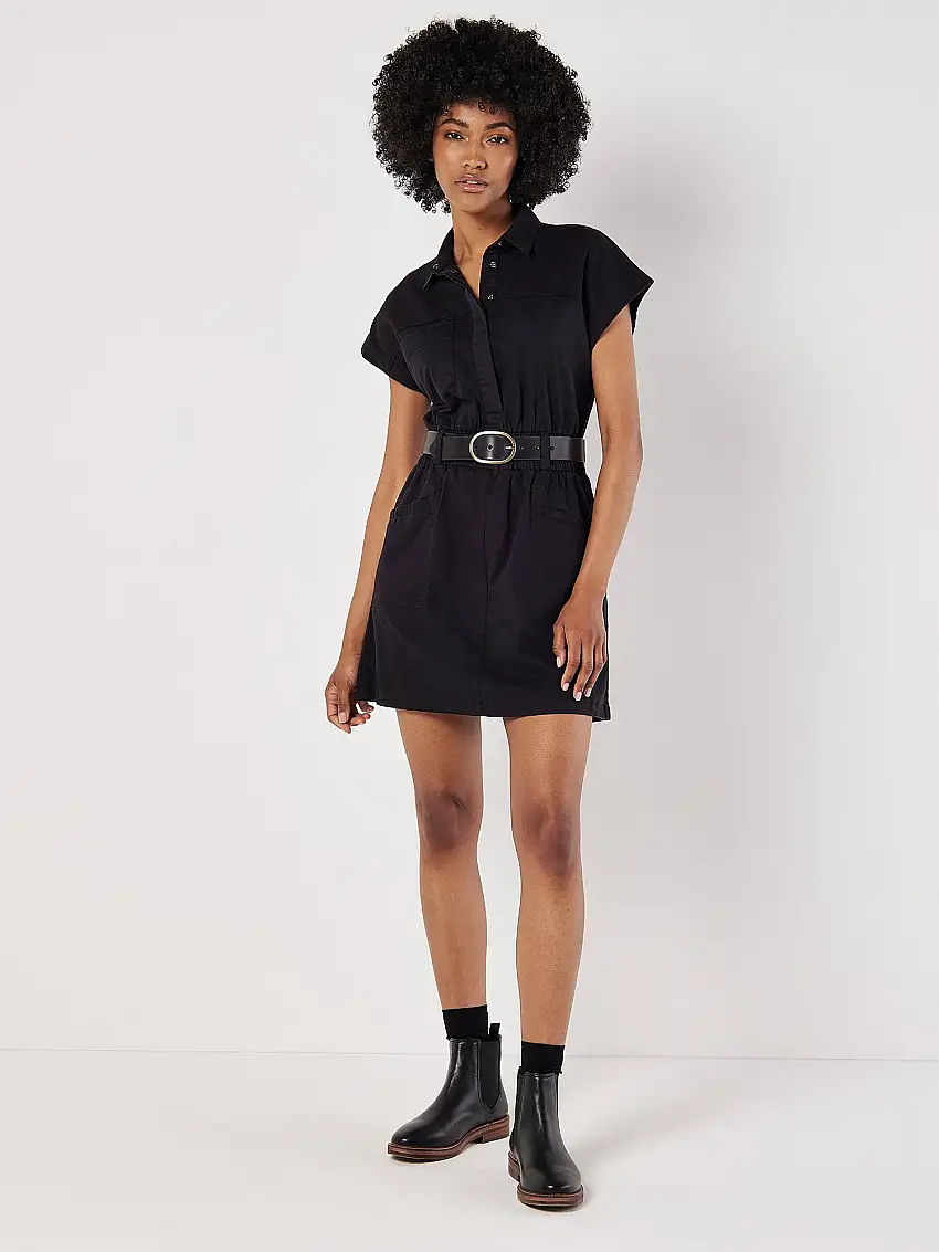 Utility Shirt Mini Dress Black