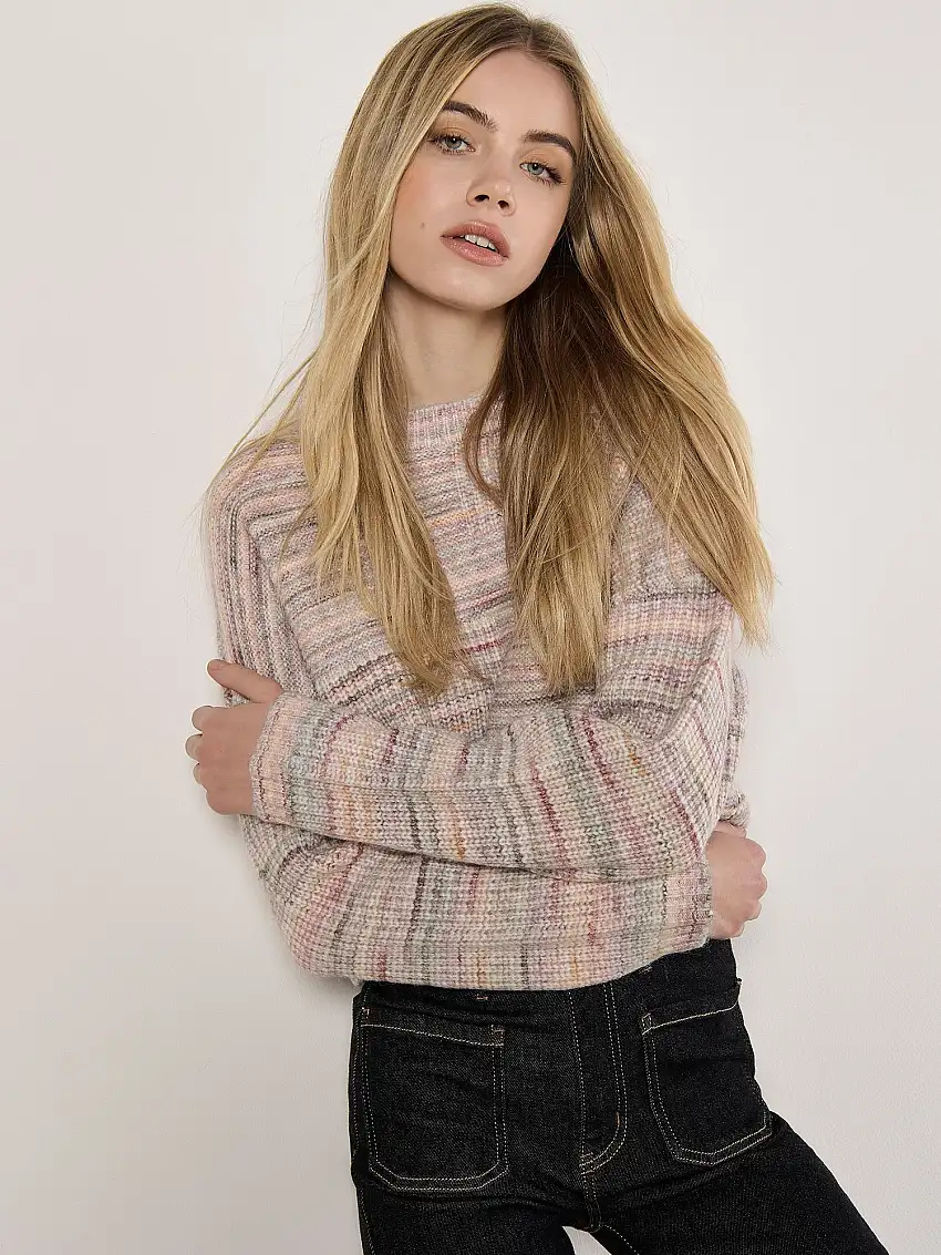 Space Dye Boxy Cropped Jumper Red