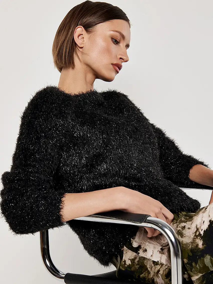 Soft Tinsel Shimmer Jumper Black