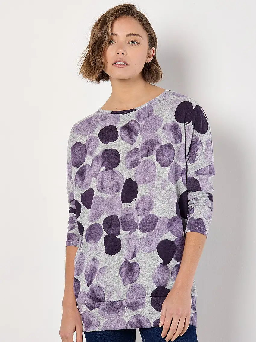 Abstract Circles Oversized Top Purple