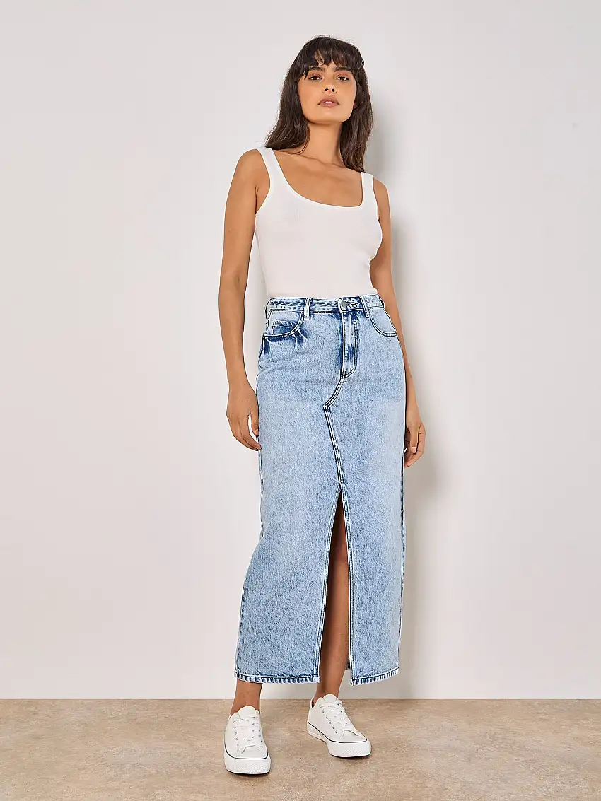Amara Denim Maxi Skirt Sky Blue