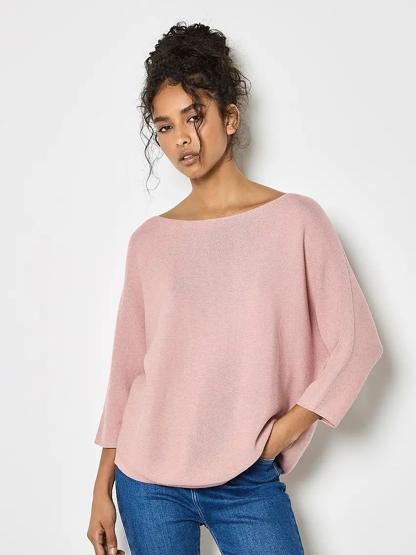 Stretch Knit Batwing Top Pink