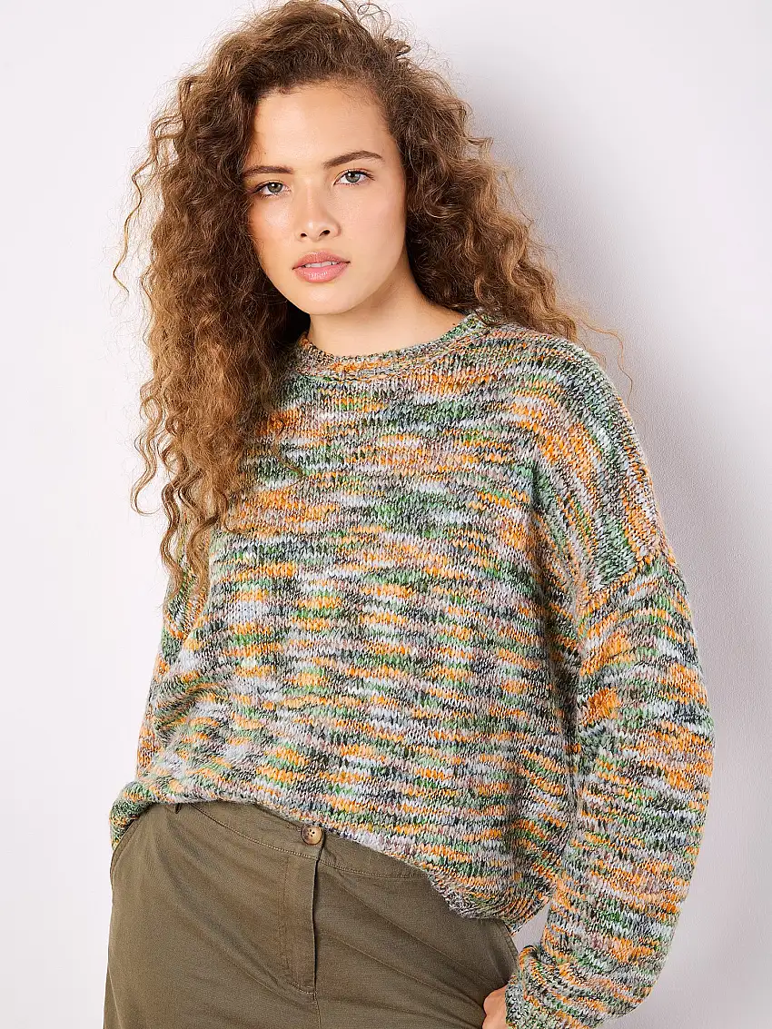 Space Dye Boxy Jumper Green