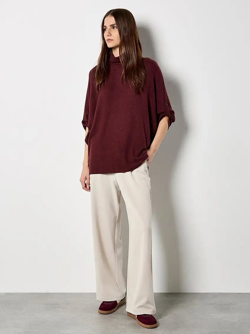 Soft Touch Roll Neck Top Burgundy