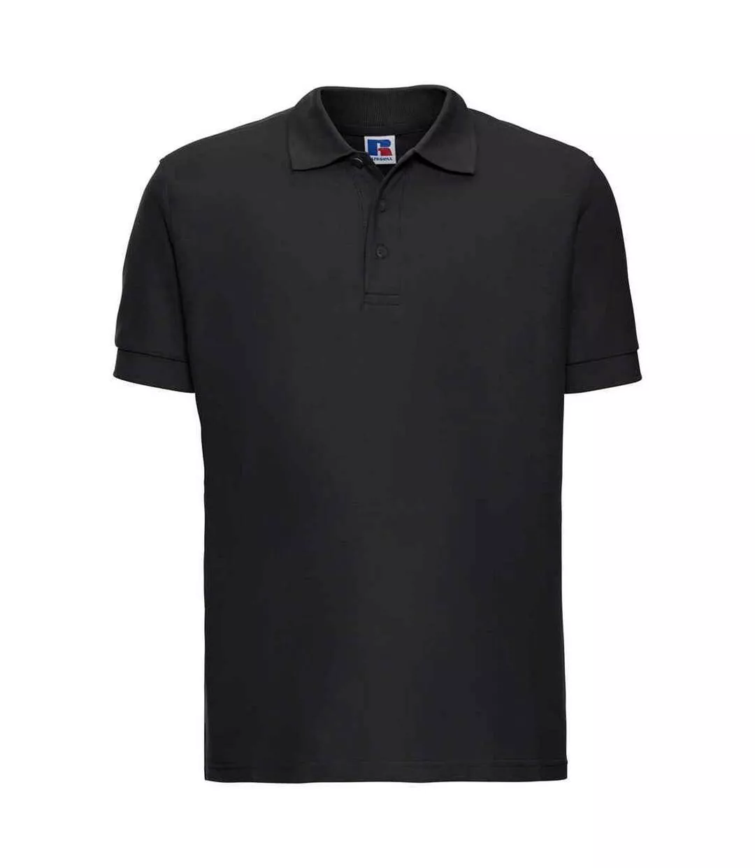 Mens Ultimate Cotton Pique Polo Shirt Black Russell