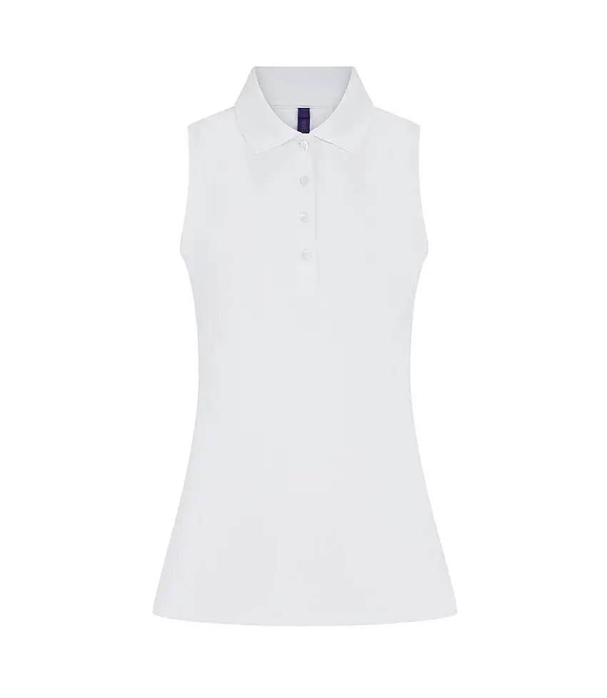 Womens/ladies Coolplus Sleeveless Polo Shirt White Henbury