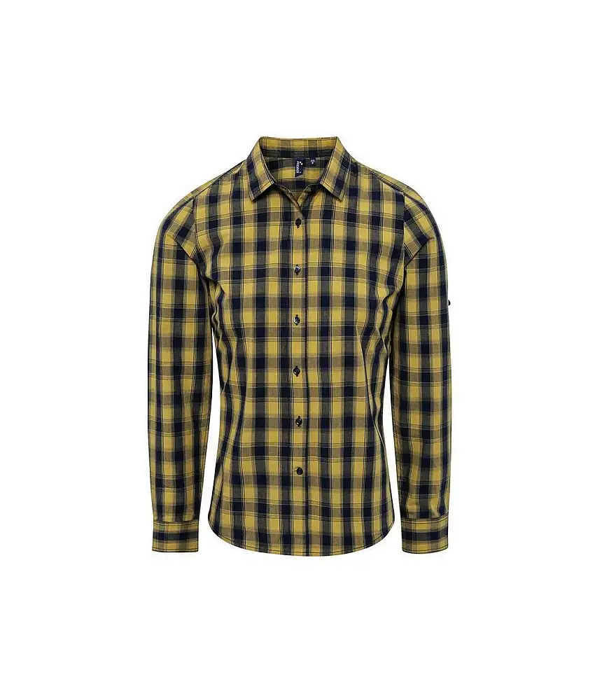 Womens/ladies Mulligan Checked Long-sleeved Shirt Camel Navy Premier