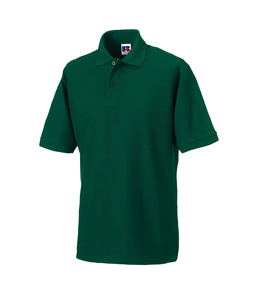 Mens Polycotton Pique Hardwearing Polo Shirt Bottle Green Russell