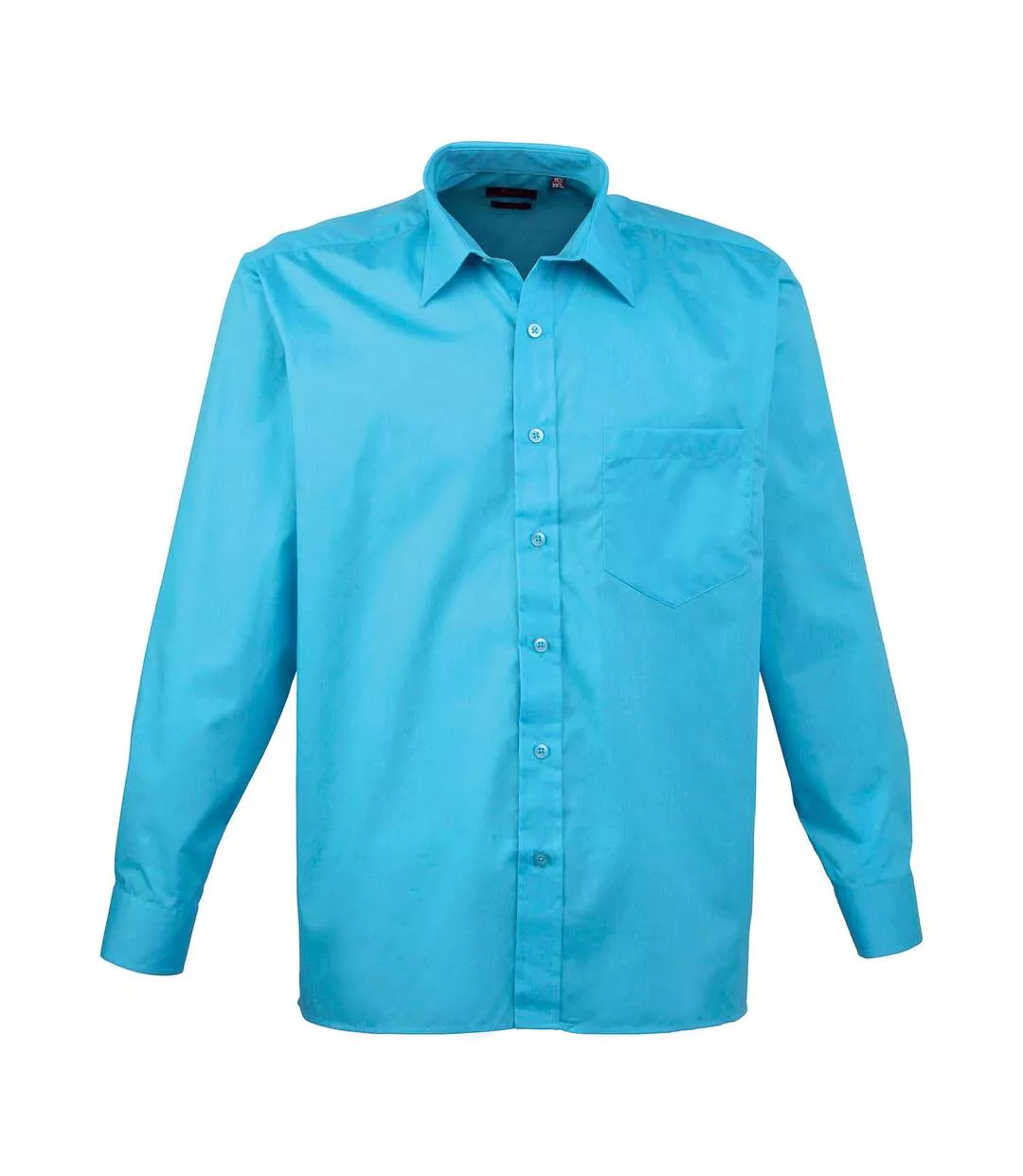 Mens Poplin Long-sleeved Shirt Turquoise Premier