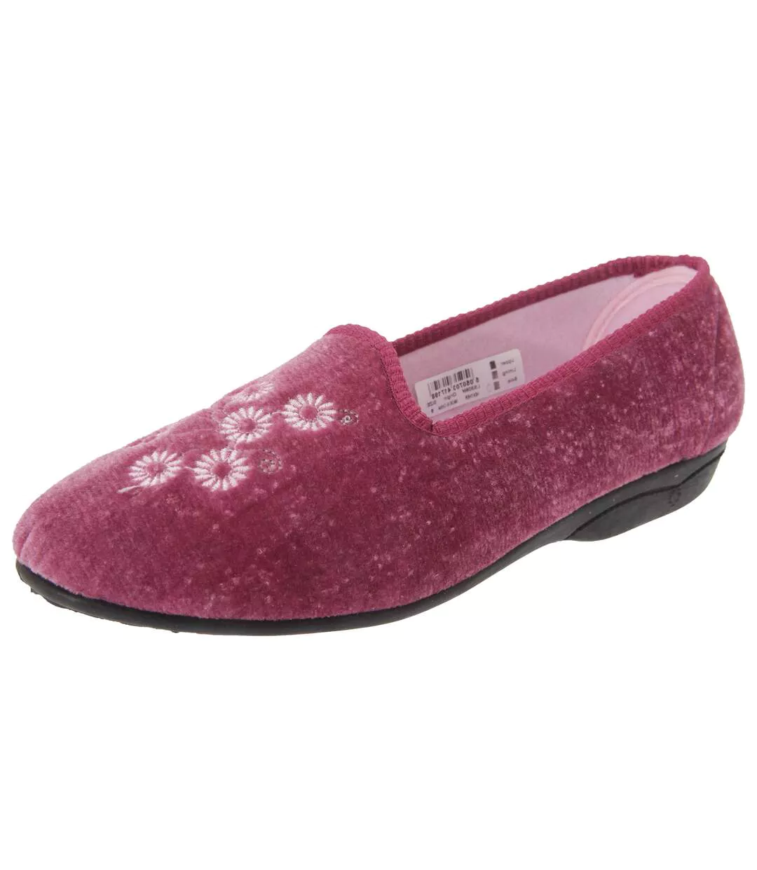 Zedzzz Womens/Ladies Cathy Floral Embroidered Velour Slippers (Heather) - UTDF494