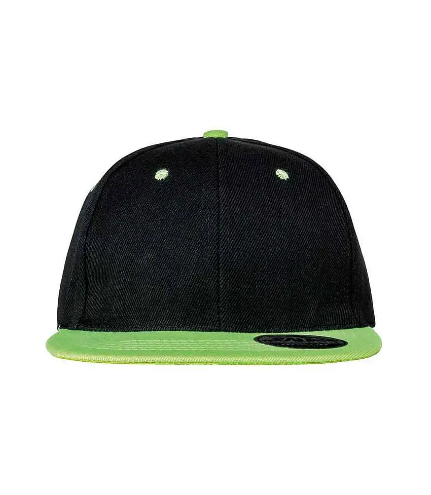 Original Bronx Flat Snapback Cap Black Lime Result Headwear