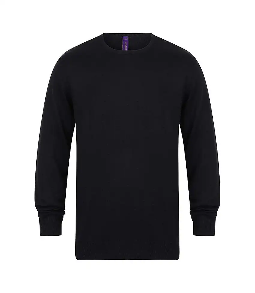 Mens Cotton Acrylic Crew Neck Sweatshirt Navy Henbury