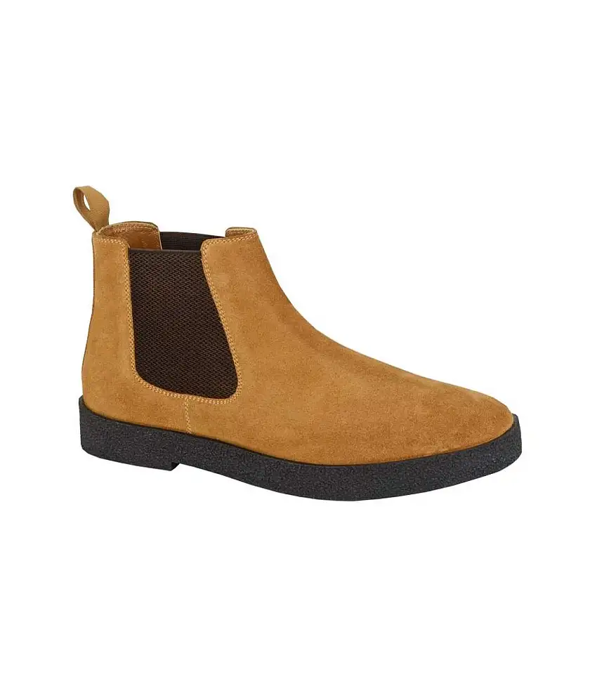 Mens Plain Suede Ankle Boots Tan Roamers