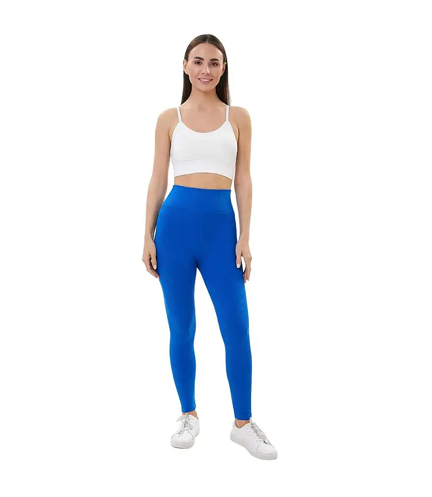 Womens/ladies Zelal Ribbed Leggings Blue Lookus